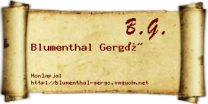 Blumenthal Gergő névjegykártya
