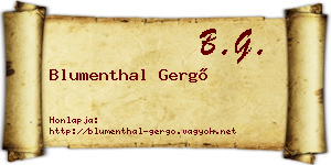 Blumenthal Gergő névjegykártya